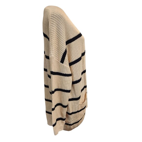NWT Main Strip Beige and Black Stripe Cardigan Size L - Picture 6 of 6